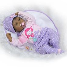 Muñeca reborn de silicona para niños, juguete de bebé de 22 "y 55cm, de color negro, para regalo 2024 - compra barato