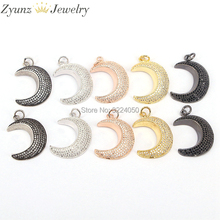 5PCS ZYZ175-9422 Mix Color Micro Pave CZ Tiny Stone Cubic Zircon Crescent Moon Pendant Fashion Jewelry 2024 - buy cheap