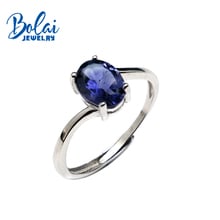 Bolaijewelry,Natural Blue Iolite oval6*8mm Gemstone Simple Ring 925 sterling silver fine jewelry for women daily wear party gift 2024 - buy cheap