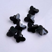 Free Shipping! Wholesale AAA Top Quality 14mm 6754 crystal butterfly pendant beads black 60pcs/lot 2024 - купить недорого