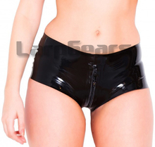 Woman latex shorts lingerie crotch zipper latex rubber underwear panties plus size custom made 2024 - buy cheap