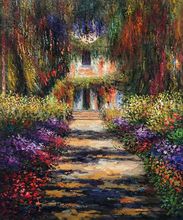 Thick Textured Oil Painting Modern Canvas Wall Art Landscape Painting Monet's Garden Path at Giverny by Claude Monet Handpainted 2024 - buy cheap