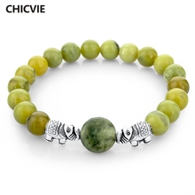 Chicvie pulseiras de miçangas étnicas, pulseiras de pedra natural de elefante na cor prata para mulheres e homens sbr150264 2024 - compre barato