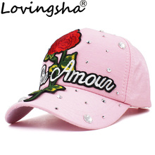 LOVINGSHA Rhinestones Women Baseball Cap Men Spring Floral Snapback Summer Cap For Girl Fitted Cap Autumn Adjustable Hat AD108 2024 - buy cheap