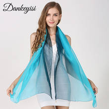DANKEYISI Gradient Color Pure Silk Scarf Luxury Brand Bandana Wraps Luxury Hijab Shawl Long Scarves Women Fashion Scarf Female 2024 - buy cheap