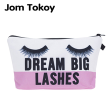 Косметичка Jom Tokoy, сумка-Органайзер для косметики с рисунком ресниц, модная женская брендовая косметичка 2024 - купить недорого