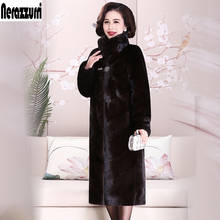Nerazzurri Long full pelt real mink fur coat china natural fur mink coat plus size 5xl 6xl stand collar warm russian fur jackets 2024 - buy cheap