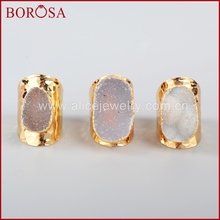 BOROSA New Arrival 5 pcs Fashion Gold Color Freeform Natural Crystal Druzy Druzy Ring G0935 2024 - buy cheap
