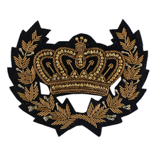 Royal Indian Silk Gold Crown Bee Badges T-shirt Clothes Decorated Motifs Embroidery Patches Beading Craft DIY 2024 - buy cheap