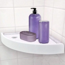 Soporte de almacenamiento de esquina organizador sin marcar fácil de instalar para suministros de baño estantes de baño triángulo de plástico montado en la pared 2024 - compra barato