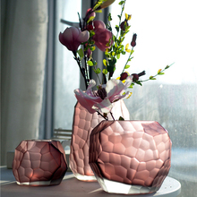 Vaso de vidro colorido manual para decoração, vaso de flores geométrico esculpido para casamento, acessórios de decoração para casa 2024 - compre barato