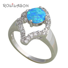Nobby style design Blue fire Opal Silver Stamped Zirconia Rings fashion jewelry USA size #6.5  #7.5 #6.75 #7.75 OR446 2024 - buy cheap