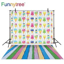 Funnytree photography background ice cream wood floor wall baby shower birthday backdrop photography photocall photo shoot 2024 - buy cheap