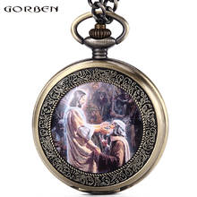 Quartz Pocket Watch God's Son Jesus People Worship Roman Numerals Dial Christian Men Women Necklace Watches with Fob Chain Clock 2024 - buy cheap