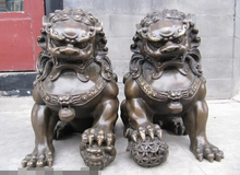 xd 003286 China Folk Art Bronze Feng Shui Guardian Evil Door Bei Jing Fu Foo Dog Lion Pair 2024 - buy cheap