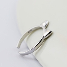 Cute Cat Ear 925 Sterling Silver Literary Temperament Creative Personality Fashion Female Resizable Opening Rings SRI095 2024 - buy cheap