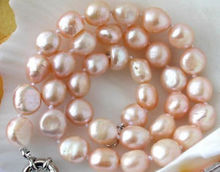 Collar de perlas cultivadas en agua dulce, joya encantadora, barroco, rosa, 18 pulgadas, 10x12mm 2024 - compra barato