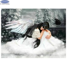 DIY Diamond Painting angel mask girl picture Cross stitch kits Full round Diamond Embroidery crow Mosaic pattern Needlework 2024 - buy cheap