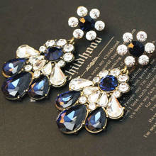 Women's fashion earrings New brand sweet metal with gems earring for women girls e259 2024 - buy cheap