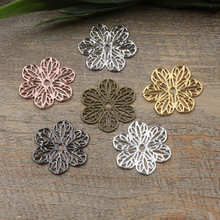 22mm 6 Colors Plated Brass Hollow Out Flowers Filigree Wraps Connectors DIY Jewelry Findings cy298 2024 - buy cheap