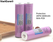 Varicore protegido 100% original novo 18650 ICR18650-26FM 2600mah li-ion 3.7v bateria com pwb para lanterna ues 2024 - compre barato