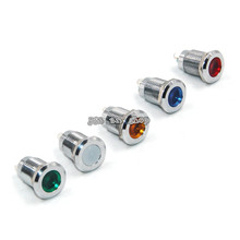 Lâmpada de led indicadora redonda, luz piloto de sinal de metal à prova d'água 12mm, cores vermelho, amarelo, azul, verde e branco, 1 peça