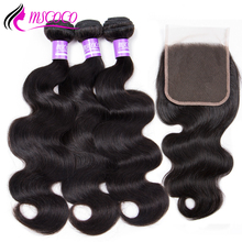 Mscoco Brazilian Body Wave Bundles With Closure Human Hair 3 Bundles With 5x5 Lace Closure Remy Hair Weave Bundles With Closure 2024 - buy cheap