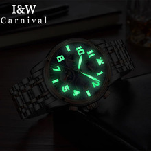 I&W Luminous Automatic Watch Men Clock Carnival Mechanical Watches Business Waterproof Moon Phase Mens Wristwatch montre homme 2024 - buy cheap