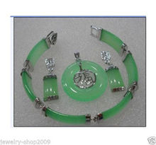 Jewelry Green stone Pendant bracelet earring sets + chain>> watch wholesale Quartz stone CZ crystal 2024 - buy cheap
