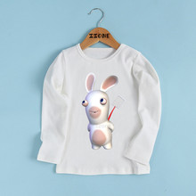 Camiseta con estampado de conejo para niños de 2 a 14 años, ropa divertida de conejo de manga larga, LKP5202 2024 - compra barato