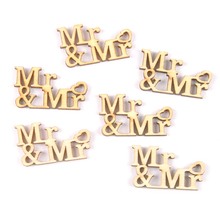 20Pcs Wood DIY Accessories Natural Wooden Mr&Mrs Scrapbooking Crafts Embellishment For wedding Decoration 20x35mm MT1944 2024 - buy cheap