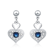 E566 hot exquisite simplicity factory direct  silver color  fashion cute women shiny blue crystal earrings classic jewelry 2024 - buy cheap