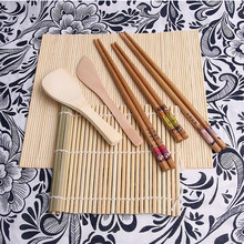 DIY-manteles de bambú enrollables, palillos, cuchara esparcidora de arroz, Kit de Sushi casero, ayudante de cocina, utensilios de Sushi, 7 unidades 2024 - compra barato