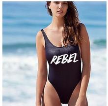 Body con letras Rebel para mujer, traje de baño de una pieza, monokini, ropa de playa sin espalda, estilo veraniego 2024 - compra barato