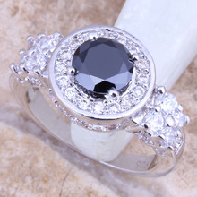 Anel de joias femininas banhado a prata, zircônia cúbica preta e branca, tamanho 6 / 7 / 8 / 9 r1438 2024 - compre barato