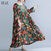 Oversized Flower Cotton Summer Dress Women Printed Floral Dresses Loose Casual Oversized Long Dress New Fashion Robe Femme 2024 - buy cheap