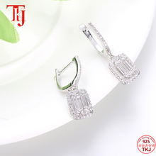 Tkj 925 brincos de prata esterlina para as mulheres cz zircon pedra preciosa prata balançar brincos de luxo eardrop jóias de casamento presente 2024 - compre barato