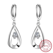 Lekani brincos femininos de prata esterlina 925, joias finas de diamantes de zircônia cúbica, pingente de lágrima 2024 - compre barato
