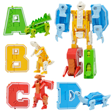 Bloques del alfabeto de dinosaurio para niños, juego de Robots transformables combinados en Robots grandes, juguetes educativos de letras tempranas, 7 Uds. 2024 - compra barato