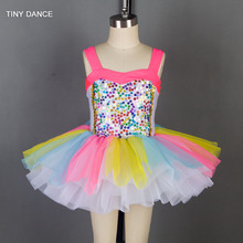 Vestido de balé com lantejoulas coloridas, vestido tutu para dança de performance em 6 tamanhos disponíveis 19015 2024 - compre barato