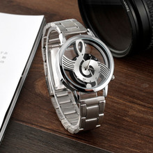 Relógio casual feminino, relógio fashion com nota musical, pulseira de aço inoxidável de quartzo, relógio de mulher 2024 - compre barato