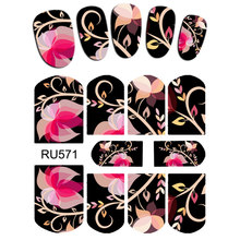 UPRETTEGO NAIL ART NAIL WATER STICKER DECAL FULL COVER FLOWER SWIRLY VINE FLORID ORCHID X RAY PETALS RU571-576 2024 - buy cheap