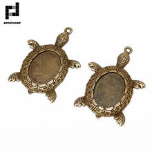 BASEHOME 10pcs Antique Bronze Turtle Pendant Settings Cabochons Bases Bezel Trays Blank Fit 18x25mm Cabochon Cameo DIY Necklace 2024 - buy cheap