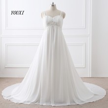 Plus size vestidos de casamento 20021 alças de espaguete império apliques pérolas formal vestido de noiva para grávidas 2024 - compre barato
