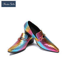 Мужская модельная обувь в деловом стиле Christia Bella; свадебные официальные туфли из натуральной кожи с острым носком; туфли на высоком каблуке с металлическими носками 2024 - купить недорого