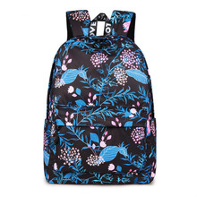 Moda planta folha verde impressão mochila feminina flores impressão feminino escola meninas diário faculdade portátil bagpack preto 2024 - compre barato