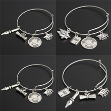 1pc Jewelry 2019 Graduation Bracelet Expandable Wire Bangle Snap Button Bracelets For College Graduation Gifts 2024 - buy cheap