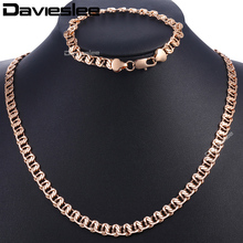 Davieslee-conjunto de jóias de corrente, 2018mm, dgs63, bracelete de ouro rosê, para mulheres e homens 2024 - compre barato