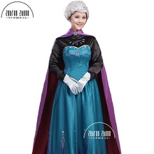 Top Quality Queen Elsa Cosplay Costume Dress Halloween Costumes For Adult Women Fantasy Dress Custom Made 2024 - buy cheap