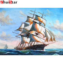 Full Square Drill 5D DIY Diamond Painting "Big sailing ship" handmade 3D Embroidery arts Cross Stitch Mosaic Decor gift XY1 2024 - buy cheap